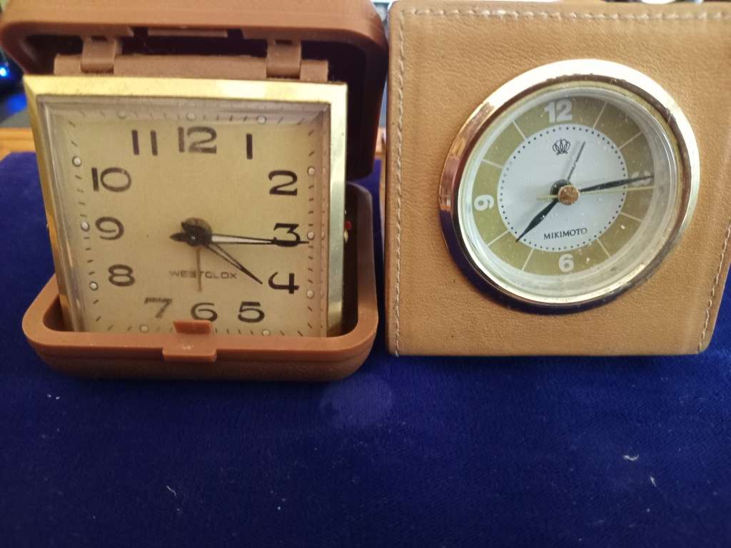 Alarm & Travel Clocks Two Traveling Clocks Westlox and Mikimoto Works